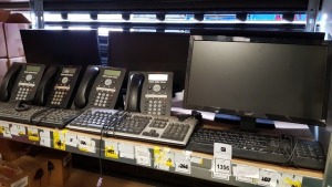 12 PIECE ASSORTED IT LOT CONTAINING 4 X MONITORS, 3 X KEYBOARDS AND 5 X OFFICE PHONES.