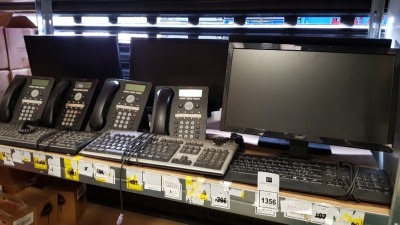 12 PIECE ASSORTED IT LOT CONTAINING 4 X MONITORS, 3 X KEYBOARDS AND 5 X OFFICE PHONES.