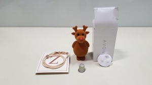 170 PIECE MIXED AVON LOT CONTAINING 50 X ELVI FRESHWATER PEARL REINDEER BOXED EARRINGS AND 120 X MELANNE INITIAL WRAP BRACELETS - Z