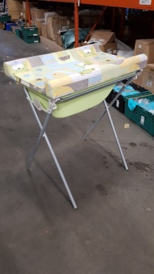 10 X BABY BATHS WITH STANDS (PLEASE NOTE SOME BOXES ARE DAMAGED OR BATH SETS ARE BAGGED LOOSE) ON 2 PALLETS