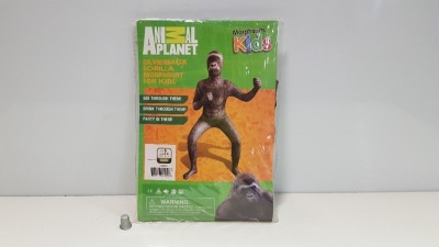 21 X BRAND NEW ANIMAL PLANET SILVERBACK GORILLA MORPHSUIT FOR KIDS (SIZE 6-8) - IN 1 TRAY