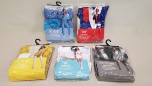 20 X BRAND NEW FANCY DRESS SHOP FANCY DRESS IN VARIOUS STYLES IE CLUELESS DIONNE, 90S JUMPSUIT, TRUMP, CLUELESS CHER AND WAG. - IN 2 TRAYS RRP £34.99 (TOTAL RRP £699.80)