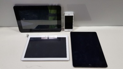 4 PIECE SPARES LOT CONTAINING 1 X APPLE IPAD AIR 2 1 X APPLE IPHONE 1 X LENOVO 10 TABLET 1 X ADVENT 10 TABLET (PLEASE NOTE ALL FOR SPARES)