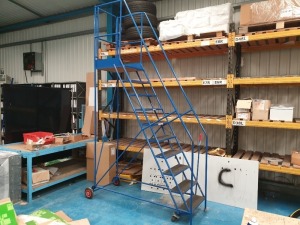 MOBILE STEP LADDER WITH NINE TREADS TO WORKING PLATFORM AT SEVEN FOOT SIX INCHES HIGH (LOTS 4001-4041 ARE LOCATED IN GATESHEAD - COLLECTION WILL BE THURSDAY 2ND SEPTEMBER ONLY BY APPOINTMENT - FULL DETAILS WILL BE PROVIDED TO WINNING BIDDERS)