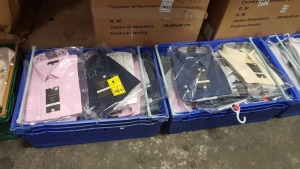 40 X BRAND NEW TAYLOR & WRIGHT SHIRTS IN VARIOUS COLOURS, STYLES AND SIZES IN 2 TRAYS (NOT INCLUDED)