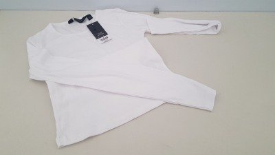 30 X BRAND NEW DOROTHY PERKINS PURE COTTON WHITE LONG SLEEVED TOPS UK SIZE 10 RRP £7.00 (TOTAL RRP £210.00)