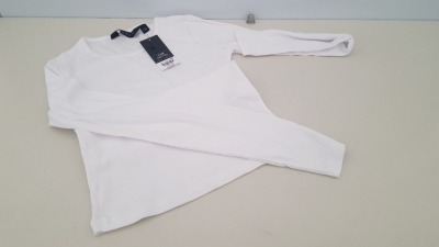 30 X BRAND NEW DOROTHY PERKINS PURE COTTON WHITE LONG SLEEVED TOPS UK SIZE 12 RRP £7.00 (TOTAL RRP £210.00)