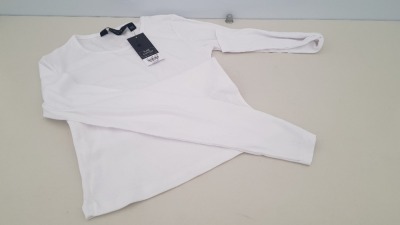 30 X BRAND NEW DOROTHY PERKINS PURE COTTON WHITE LONG SLEEVED TOPS UK SIZE 20 RRP £7.00 (TOTAL RRP £210.00)
