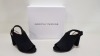 24 X BRAND NEW DOROTHY PERKINS BLACK SUEDE EFFECT HEELED OPEN TOE SHOES SIZE UK 4 RRP-£ 28.00 PPC