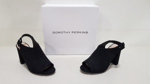 32 X BRAND NEW DOROTHY PERKINS BLACK SUEDE EFFECT HEELED OPEN TOE SHOES SIZE UK 7 RRP-£ 28.00 PPC