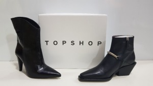 10 PIECE MIXED TOPSHOP SHOE LOT CONTAINING 4 X MERCY BLACK HEELED ZIP UP ANKLE BOOTS UK SIZE 6 RRP £92.00 AND 6 X HAVANNAH BLACK HEELED ANKLE BOOTS UK SIZE 6 RRP £89.00 (TOTAL RRP £902.00)