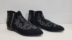 27 X MISS SELFRIDGE BETHANY BLACK HEELED ANKLE BOOTS UK SIZE 6 RRP £45.00 (TOTAL RRP £1215.00) NOTE: LABELS HAVE BEEN STRUCK OUT / DELABELLED