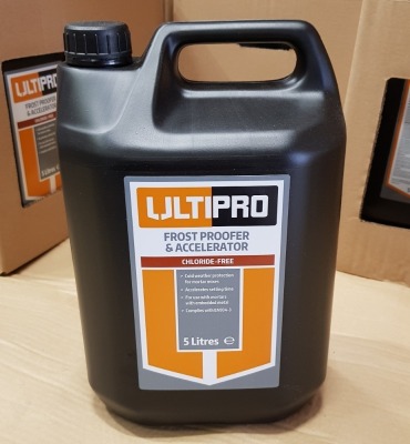 30 X BRAND NEW BOXED ULTIPRO FROST PROOFER & ACCELERATOR (CHLORIDE FREE) - 5 LITRES - PICK LOOSE