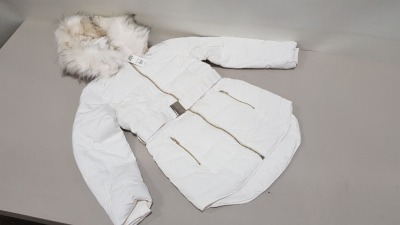 4 X BRAND NEW MISS SELFRIDGE PUFFER FAUX FUR HOODED JACKETS UK SIZE 6 RRP £85.00 (TOTAL RRP £340.00)