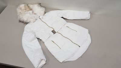 4 X BRAND NEW MISS SELFRIDGE PUFFER FAUX FUR HOODED JACKETS UK SIZE 6 RRP £85.00 (TOTAL RRP £340.00)