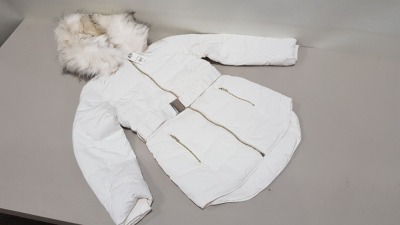 4 X BRAND NEW MISS SELFRIDGE PUFFER FAUX FUR HOODED JACKETS UK SIZE 10 RRP £85.00 (TOTAL RRP £340.00)