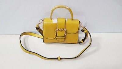 24 X BRAND NEW TOPSHOP YELLOW LEATHER SMALL HANDBAGS WITH HANDBAG STRAP RRP £22.00 (TOTAL RRP £528.00)