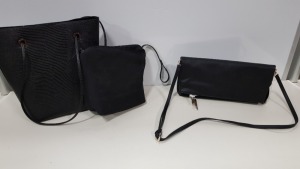 20 PIECE MIXED TOPSHOP BAG LOT CONTAINING BLACK PURSE / HANDBAGS AND BLACK HANDBAGS (TOTAL RRP £380.00)