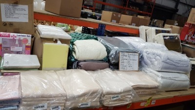 LARGE QUANTITY ASSORTED LOT CONTAINING BARBIE CURTAIN SETS, NIMBUS EMPORIUM LUXURY NATURAL MATTRESS ENHANCER, VELVET BEDSPEAD, SINGLE DUVET ETC