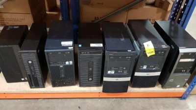 7 X COMPUTER BASE UNITS (6 X HP & 1 X COMPAQ) - HARD DRIVES REMOVED.