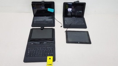 4 X TABLETS (1 HAS CRACKED SCREEN) - NO OPERATING SYSTEMS