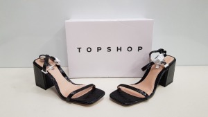 18 X BRAND NEW TOPSHOP NORA BLACK HEELED SHOES UK SIZE 7 RRP £39.00 (TOTAL RRP £702.00)