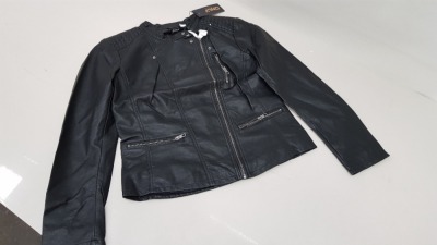10 X BRAND NEW ONLY CLOTHING BLACK BIKER LEATHER STYLED NOOSE JACKETS UK SIZE 14