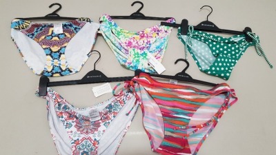 30 PIECE MIXED CLOTHING LOT CONTAINING WOMENS BRAS, WOMENS BIKINI TOPS AND BOTTOMS, CROP TOPS AND WOMENS BRIEFS (NOTE: SOME ITEMS HAVE STORE SECURITY TAGS)