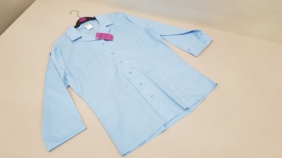 24 X BRAND NEW JOHN LEWIS GIRLS 3/4 SLEEVE BLUE SENIOR FITTED BLOUSES SIZE 40