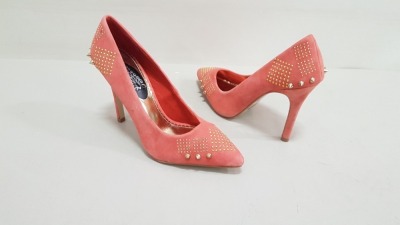 24 X BRAND NEW PINK STUDDED HEELS IN VARIOUS SIZES RRP £46.00 (TOTAL RRP £1100.00)