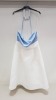 9 X DELABELED WHITE AND BLUE PROM DRESSES IN VARIOUS SIZES