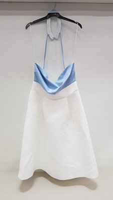 9 X DELABELED WHITE AND BLUE PROM DRESSES IN VARIOUS SIZES