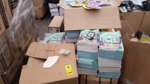 FULL PALLET CONTAINING LARGE QUANTITY OF ASSORTED ITEMS INCLUDING MUSICAL INSTRUMENTS 'DECKS', TTS SPELLING BOXES, A4 MIRROR CARD, TTS THE KEYWORD KIT BOOK ETC