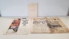 2 X PIECES OF RARE MANCHESTER UNITED ORIGINAL HISTORY MEMORABILIA TO INCLUDE - THE MEMORIAL SERVICE PAMPHLET AFTER THE MUNICH AIR DISASTER HELD AT ST MARYS, ST DENYS, ST GEORGE ON THE 23RD FEB 1958 AND THE MANCHESTER EVENING NEWS PAPER FROM THE 7TH FEBUAR - 2