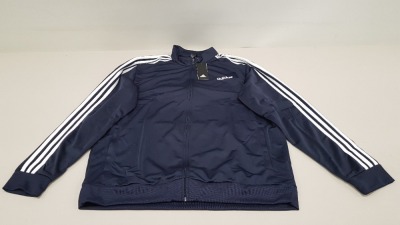 10 X BRAND NEW ADIDAS WHITE AND NAVY TRACKSUIT TOPS IN SIZE 4 XL