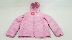 6 X BRAND NEW PUMA WATER REPELENT PINK HOODED PUFFER JACKETS AGE 9-10 YEARS