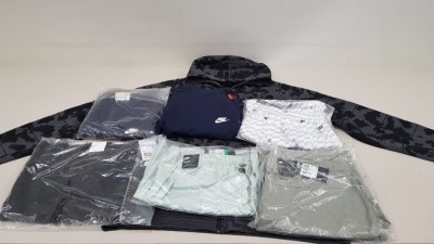 11 PIECE MIXED SPORTS CLOTHING LOT CONTAINING NIKE FOOTBALL CLUB JACKET, MENS NIKE BASKETBALL JACKET, NIKE SHORTS, GREEN SHORTS AND NIKE RUNNING T SHIRTS ETC