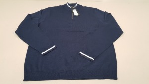 20 X BRAND NEW ONLY & SONS CHRISTOPH HALF ZIP BLUE KNITTED JUMPER SIZE UK XL RRP £28.00 TOTAL RRP £560.00