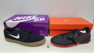6 X BRAND NEW MIXED NIKE TRAINER LOT CONTAINING 3X NIKE SB ZOOM JANOSKI RM TRAINERS IN SIZE UK 12 AND 3 X NIKE LEGEND 8 ACADEMY TF TRAINERS IN SIZE UK 10.5