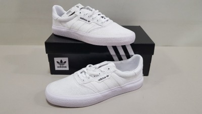 6 X ADIDAS ORIGINALS TRIPLE WHITE 3MC TRAINERS UK SIZE 7 (PLEASE NOTE SOME SHOES ARE MARKED CAN BE REMOVED WITH BLEACH AND OR SOAPY WATER)