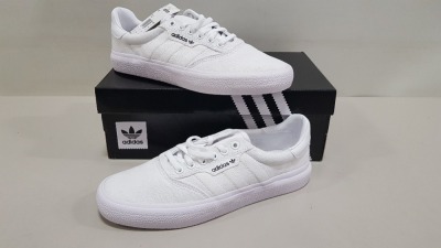 6 X ADIDAS ORIGINALS TRIPLE WHITE 3MC TRAINERS UK SIZE 6.5 (PLEASE NOTE SOME SHOES ARE MARKED CAN BE REMOVED WITH BLEACH AND OR SOAPY WATER)