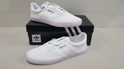 6 X ADIDAS ORIGINALS TRIPLE WHITE 3MC TRAINERS UK SIZE 6 (PLEASE NOTE SOME SHOES ARE MARKED CAN BE REMOVED WITH BLEACH AND OR SOAPY WATER)