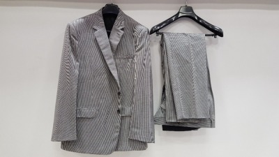3 X BRAND NEW LUTWYCHE HAND TAILORED LIGHT GREY PATTERNED SUITS SIZE 42L AND 48R (PLEASE NOTE SUITS ARE NOT FULLY TAILORED)