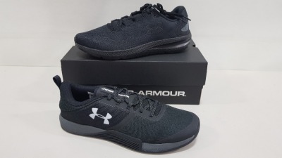 3 X BRAND NEW UNDER ARMOUR BLACK TRAINERS IN VAROIUS STYLES IN SIZE 10 AND 11.5