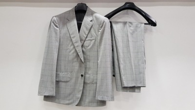 3 X BRAND NEW LUTWYCHE HAND TAILORED GREY CHEQUERED SUITS SIZE 42S AND 44R ( PLEASE NOTE SUITS ARE NOT FULLY TAILORED)