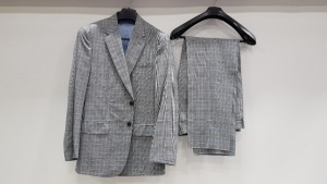 3 X BRAND NEW LUTWYCHE HAND TAILORED GREY & BLUE CHEQUERED SUITS SIZE 44R AND 42R (PLEASE NOTE SUITS ARE NOT FULLY TAILORED)