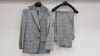 3 X BRAND NEW LUTWYCHE HAND TAILORED GREY & BLUE CHEQUERED SUITS SIZE 42, 46R AND 48R (PLEASE NOTE SUITS ARE NOT FULLY TAILORED)