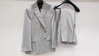 3 X BRAND NEW LUTWYCHE HAND TAILORED GREY & WHITE SUITS SIZE 44R, 52R AND 48R (PLEASE NOTE SUITS ARE NOT FULLY TAILORED)