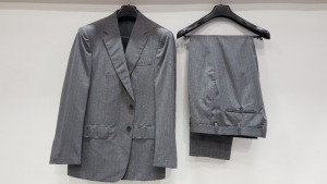 3 X BRAND NEW LUTWYCHE HAND TAILORED DARK GREY PINSTRIPED SUITS SIZE 42R AND 44R (PLEASE NOTE SUITS ARE NOT FULLY TAILORED)
