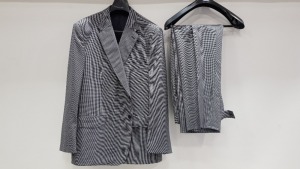 3 X BRAND NEW LUTWYCHE HAND TAILORED DARK GREY PATTERNED SUITS SIZE 42R, 48R AND 50R (PLEASE NOTE SUITS ARE NOT FULLY TAILORED)